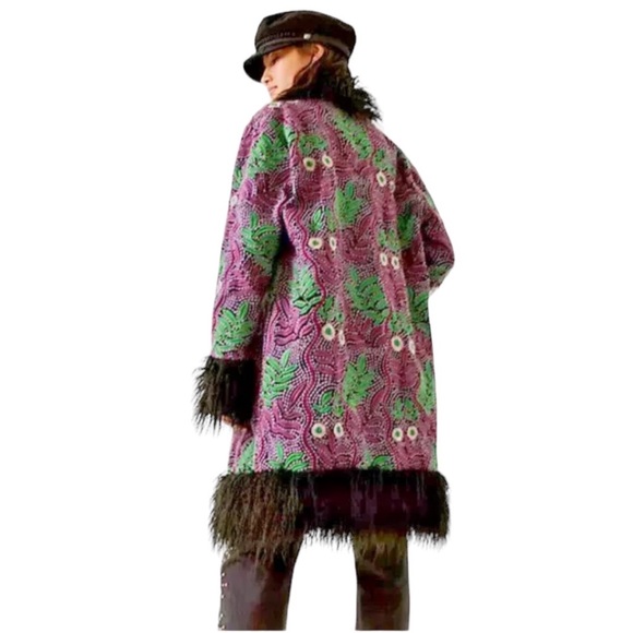 NEW Anna Sui x Free People Jacquard Faux Fur Jacket NWT - Picture 15 of 16